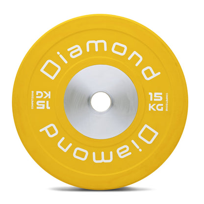 Disco olimpionico bumper competizione Pro foro 50 mm Diamond 15 kg