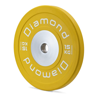 Disco olimpionico bumper competizione Pro foro 50 mm Diamond 15 kg