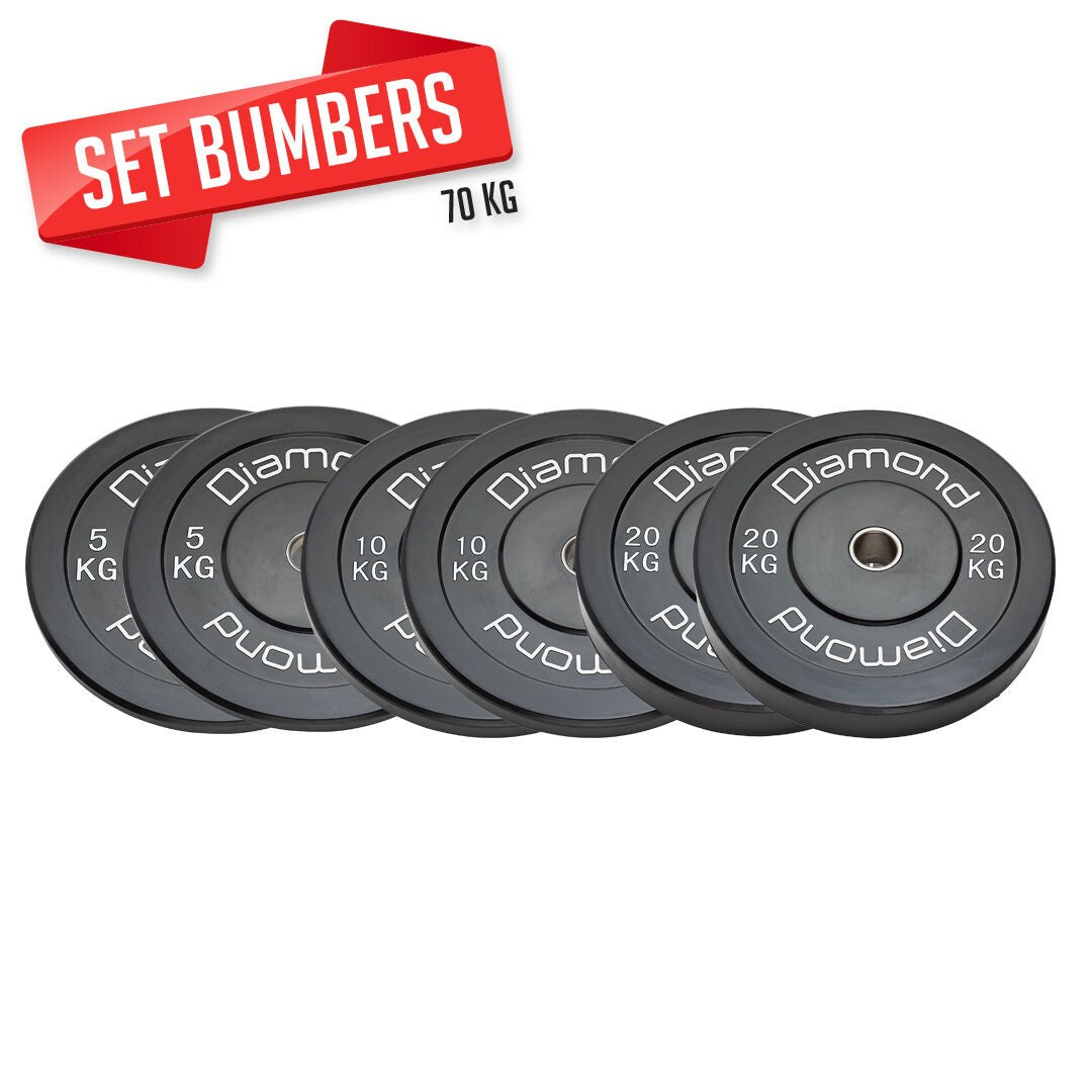 Set 70 kg Dischi bumper Diamond Professional foro 50 mm