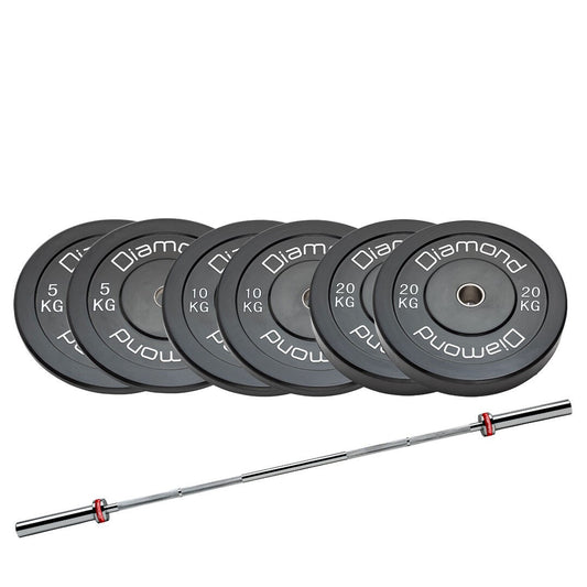 Set 70 kg Dischi bumper Diamond Professional foro 50 mm + bilanciere 220 cm olimpico