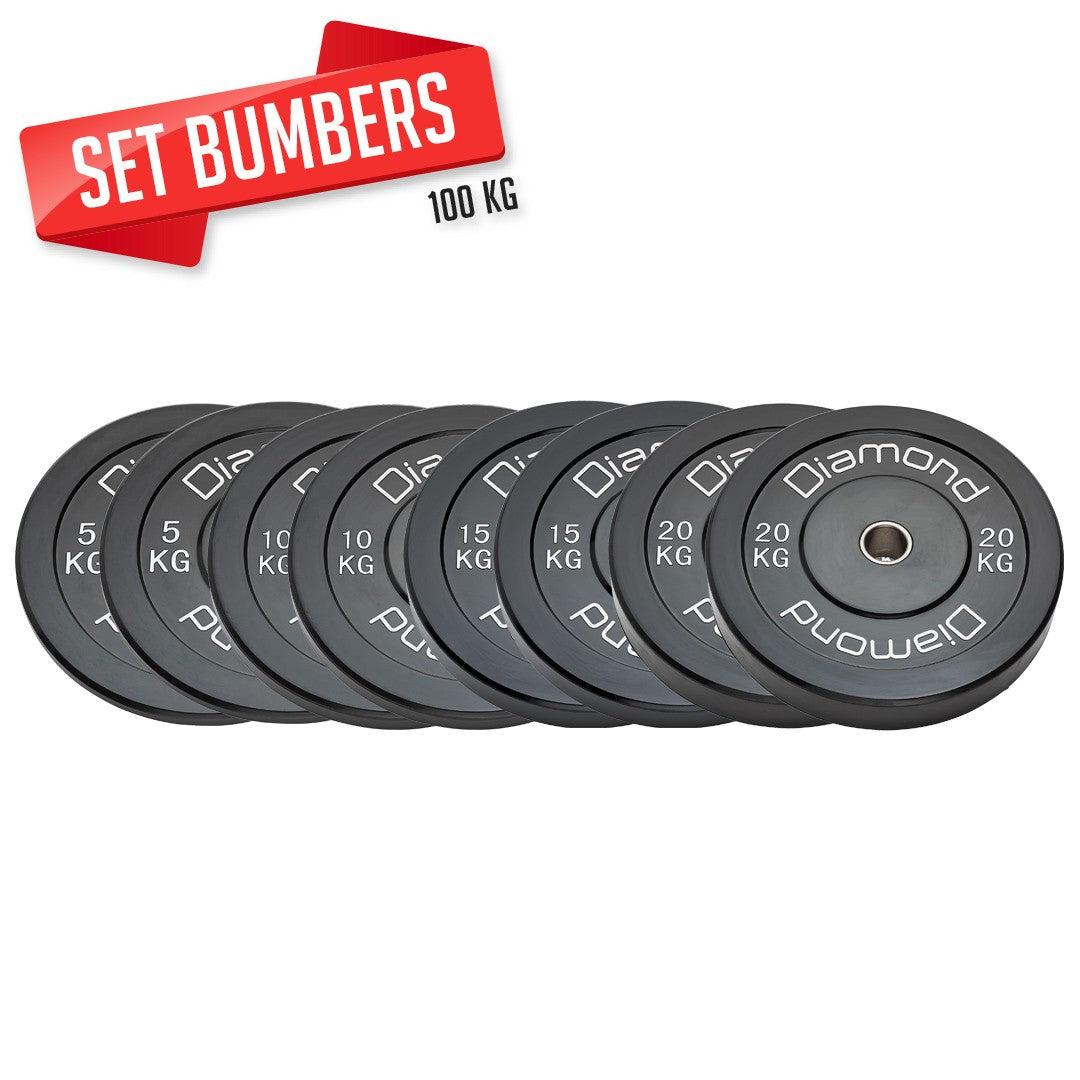 Set 100 kg Dischi bumper Diamond Professional foro 50 mm