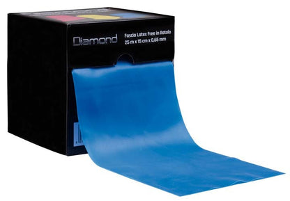 Fascia Elastica Diamond Professional Latex Free in Rotolo 0,65 mm x 15 cm x 25 m blu